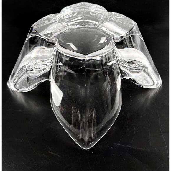 Orrefors Sweden Crystal Lotus Bowl Signed LH 1561/11 Lars Hellsten 9.5” MCM VTG - Picture 4 of 12